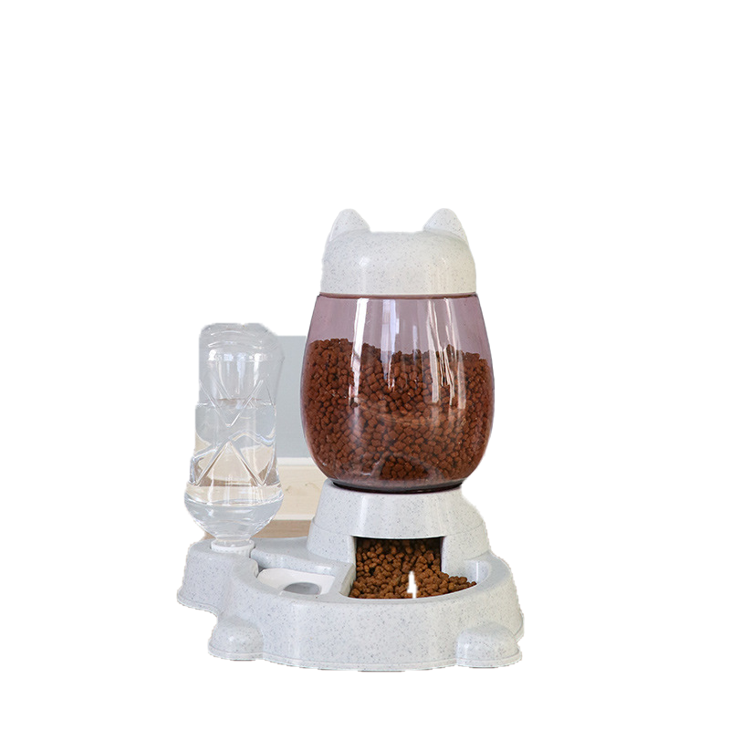 Automatic cat feeder, cat water dispenser with no wet mouth, educational push-button type, large capacity feeder for dogs.