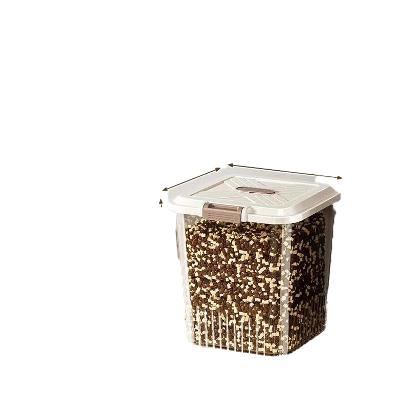 Cat food storage bin, dog food airtight container with lid, insect-proof and moisture-proof, pet freeze-dried storage box, transparent wheeled food storage bin