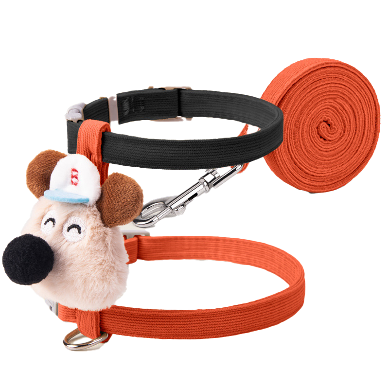 Cute cartoon cat leash, anti-breakage, adjustable I-beam shape, suitable for pet plush toys, Teddy dogs, and small dogs.