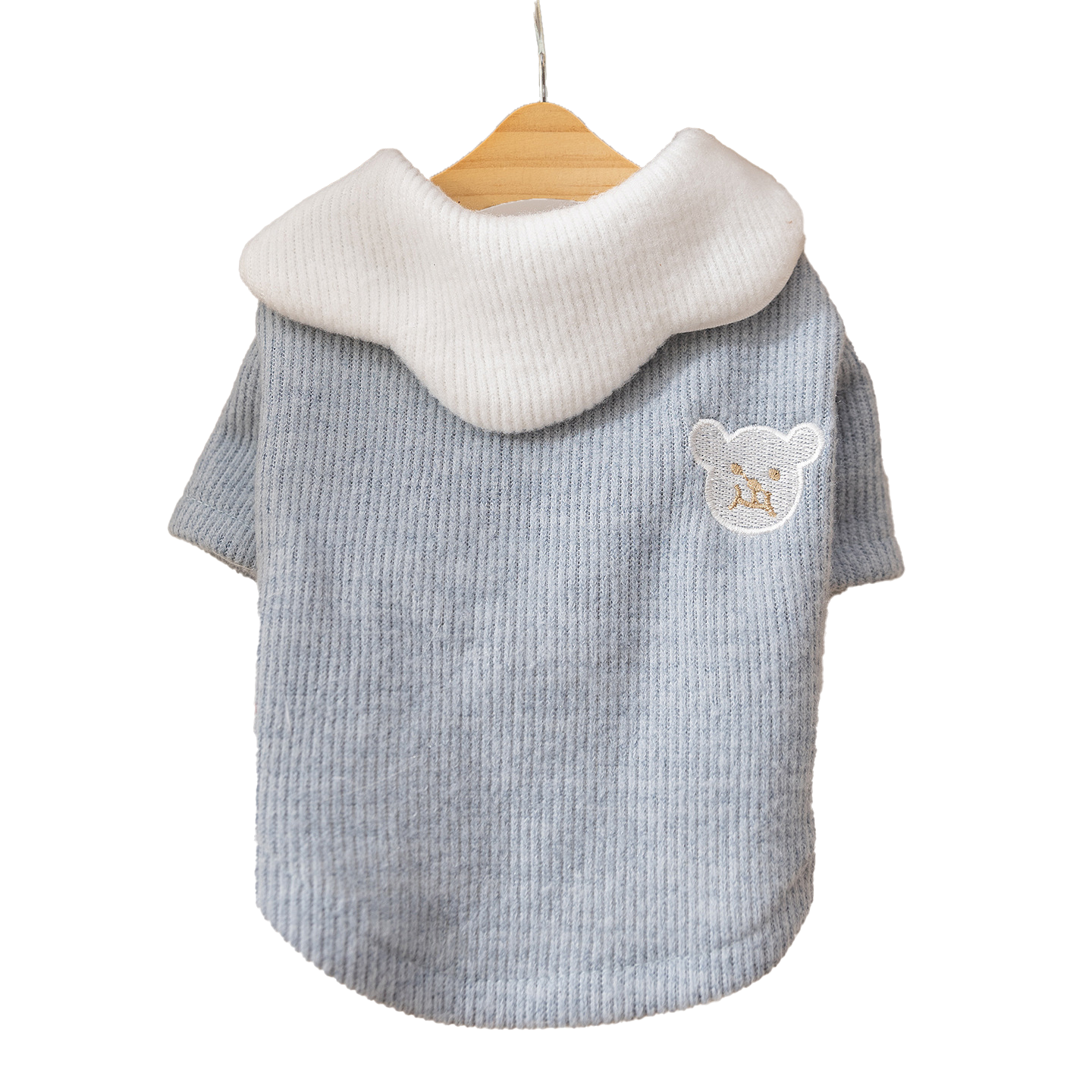 Korean style pet clothes for autumn and winter, thin hooded sweatshirt with cartoon two-legged design, suitable for small dogs like Bichon Frise and Teddy.