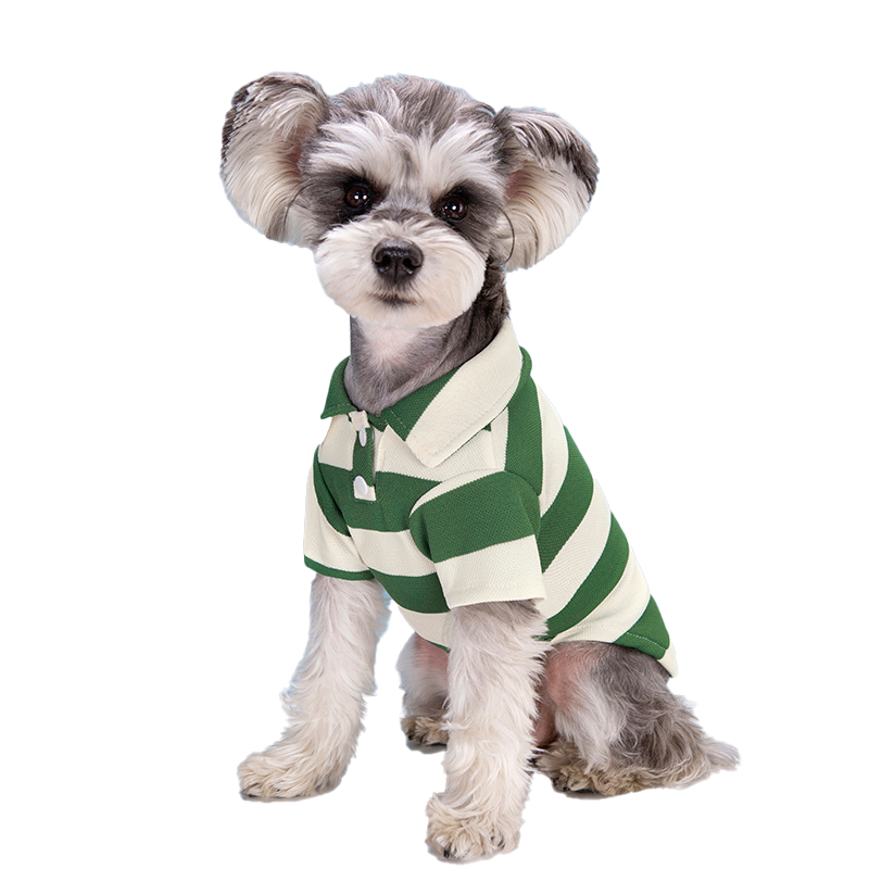 New spring/summer pet cat polo shirt with striped pique collar stretch T-shirt and dog striped clothing
