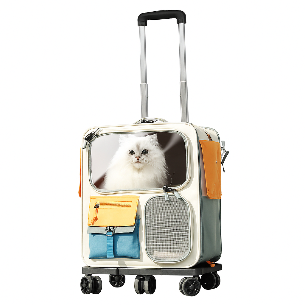 Large capacity cat bag, portable pet backpack with trolley, 20kg cat and dog bag.