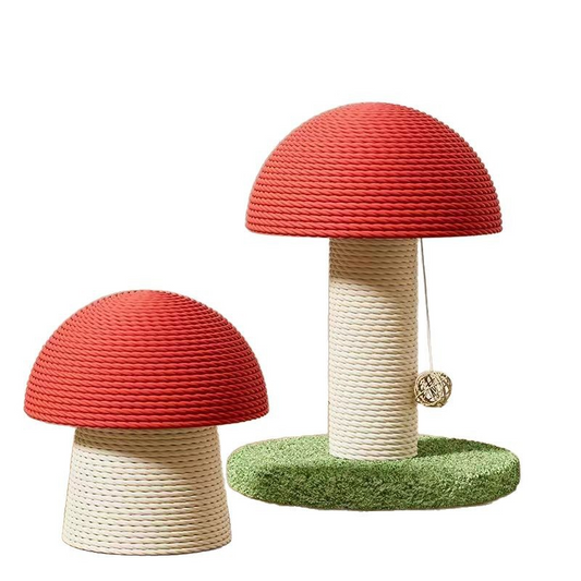 Mushroom-shaped cat scratching post, small sisal rope scratching board, cat self-entertainment toy, wear-resistant and durable.