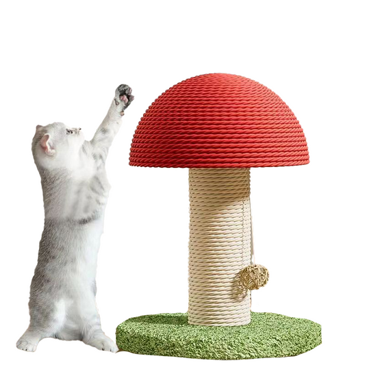 Mushroom-shaped cat scratching post, small sisal rope scratching board, cat self-entertainment toy, wear-resistant and durable.