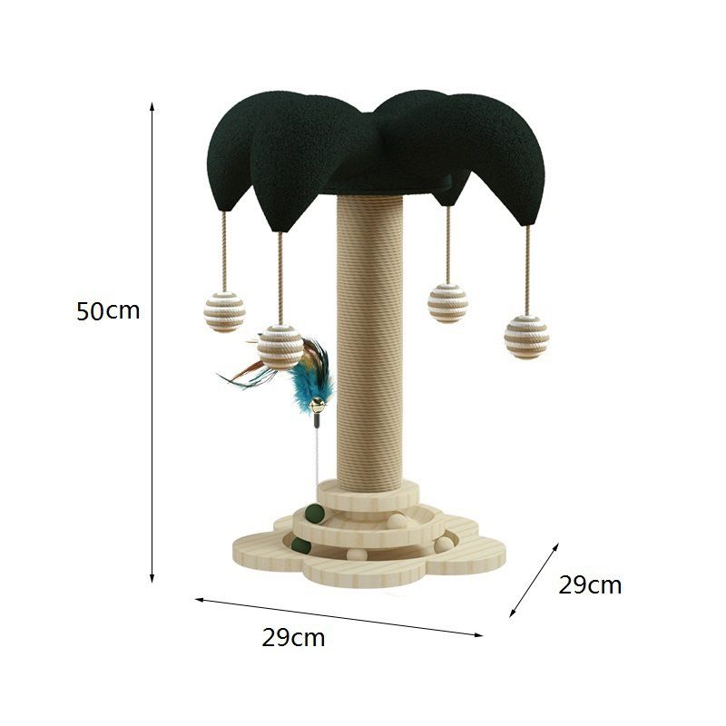 Cat Self-Amusement Solid Wood Cat Turntable Cat Scratch Post Cat Toy Cat Scratch Board Durable Cat Toy Sword Hemp Cat Climbing Frame