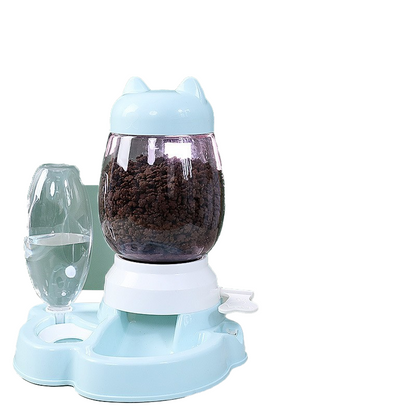Automatic cat feeder, cat water dispenser with no wet mouth, educational push-button type, large capacity feeder for dogs.