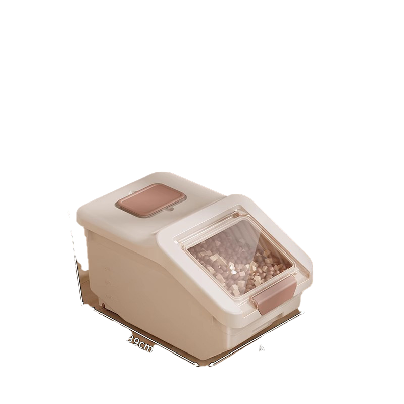 Large-capacity transparent food-grade freeze-dried pet food and treat storage container for household dog food, cat food, and other pet food.