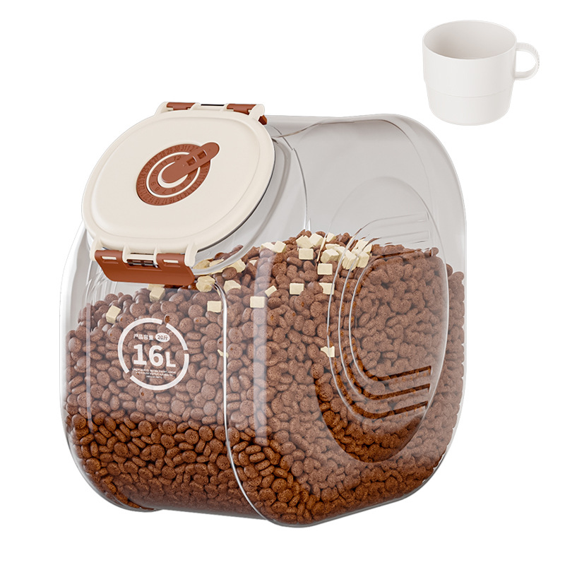 Cat food bin, dog food storage container, airtight, moisture-proof food storage bin, sealed pet cat food container, household storage box