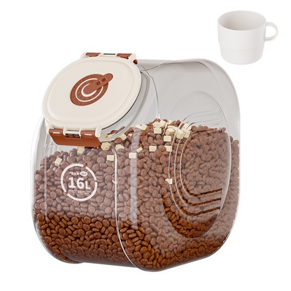 Cat food bin, dog food storage container, airtight, moisture-proof food storage bin, sealed pet cat food container, household storage box