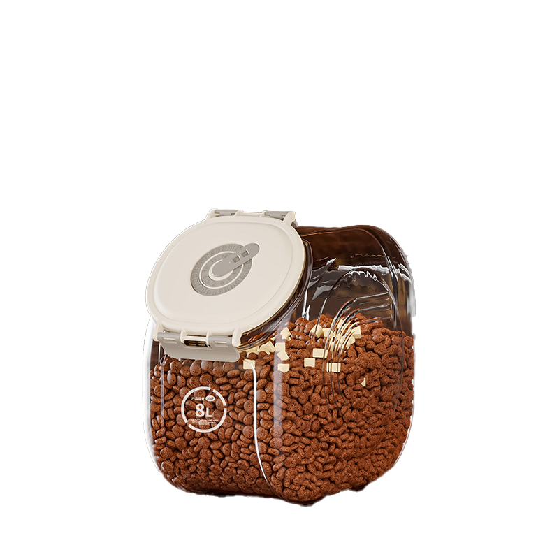 Cat food bin, dog food storage container, airtight, moisture-proof food storage bin, sealed pet cat food container, household storage box