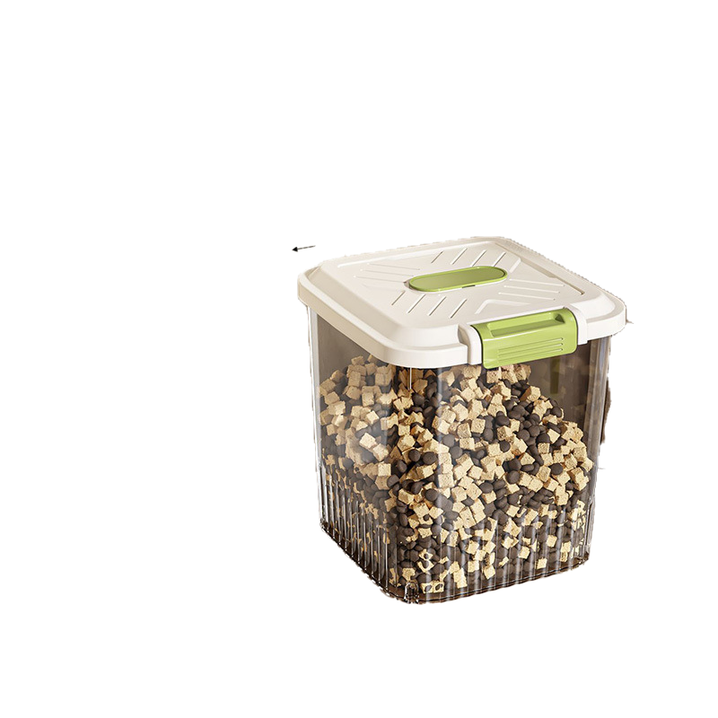 Cat food storage bin, dog food airtight container with lid, insect-proof and moisture-proof, pet freeze-dried storage box, transparent wheeled food storage bin