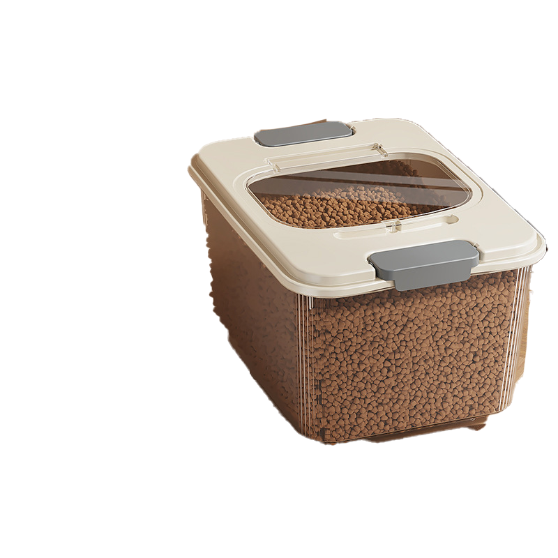 Large-capacity, airtight, moisture-proof cat food storage bin for home use, thickened freeze-dried dog food bin.