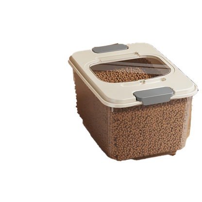 Large-capacity, airtight, moisture-proof cat food storage bin for home use, thickened freeze-dried dog food bin.