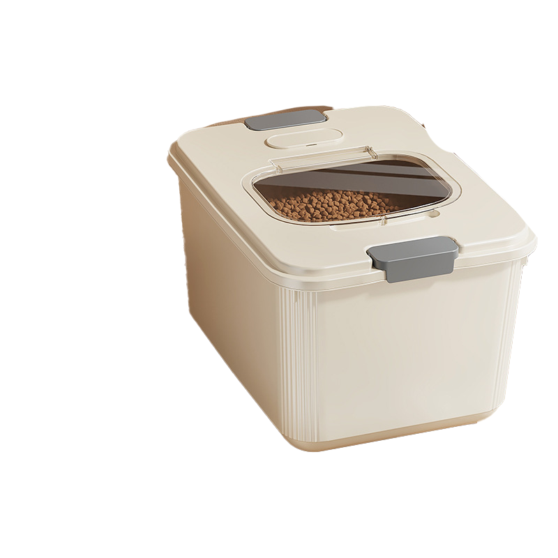 Large-capacity, airtight, moisture-proof cat food storage bin for home use, thickened freeze-dried dog food bin.