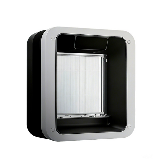 Smart pet door with AI recognition, featuring a camera for dogs and cats to enter and exit freely, suitable for small and medium-sized pets.