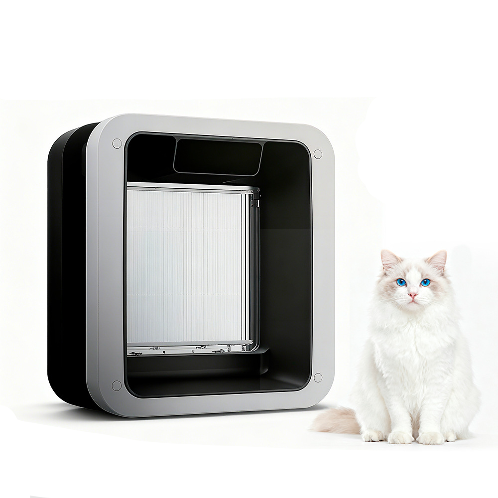Smart pet door with AI recognition, featuring a camera for dogs and cats to enter and exit freely, suitable for small and medium-sized pets.
