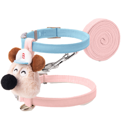 Cute cartoon cat leash, anti-breakage, adjustable I-beam shape, suitable for pet plush toys, Teddy dogs, and small dogs.