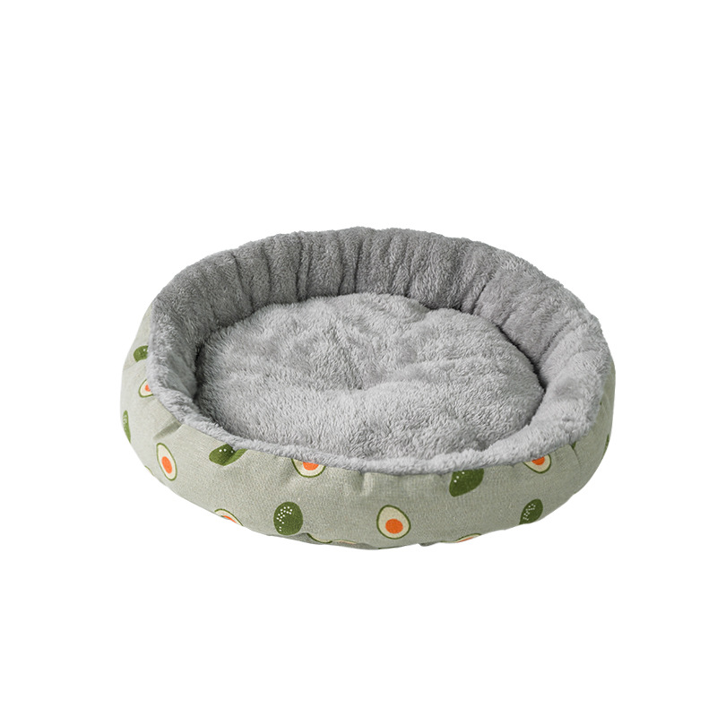 All-season cotton and linen round pet sleeping mat, cat and dog bed, winter warm cat and dog bed, cross-border pet nest
