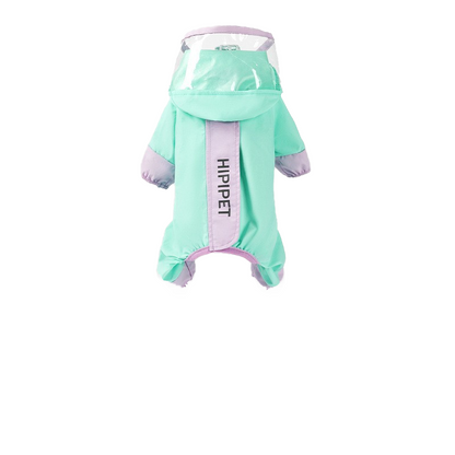 Rainy day four-legged waterproof 3D dinosaur tail dog Teddy dog raincoat medium and large dog Golden Retriever pet raincoat