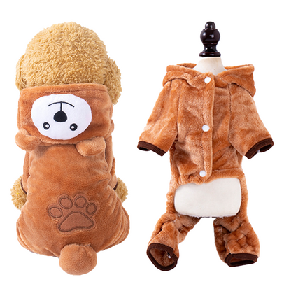 Pet Clothes Transformation: Coral Fleece Autumn/Winter Dinosaur Four-Legged Dog Winter Clothes Cat Pet Costumes