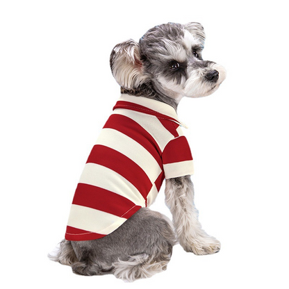 New spring/summer pet cat polo shirt with striped pique collar stretch T-shirt and dog striped clothing
