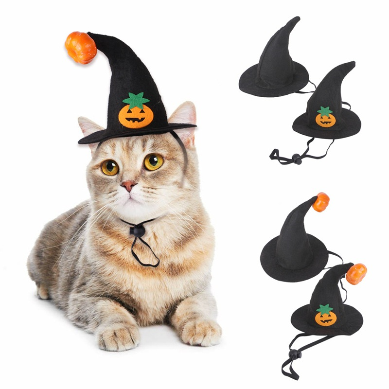 Halloween cat pumpkin headband pet headgear wizard costume party pet hat dog Halloween decorations