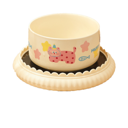 Ceramic water dispenser with constant temperature heating in winter, cat bowl with anti-tipping and non-blackening chin, yogurt maker, pet cat food bowl.