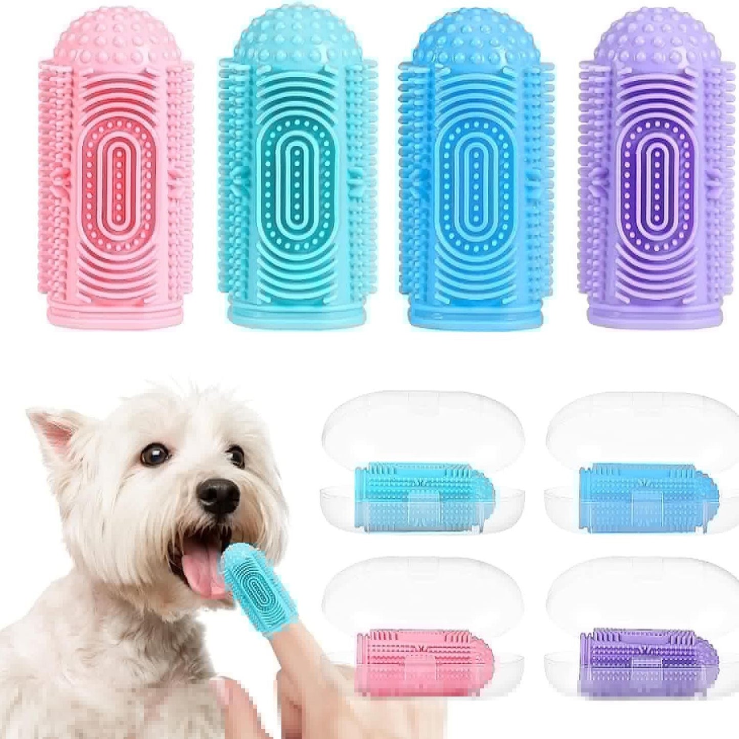 Pet Fingertip Toothbrush for Cats and Dogs - Multi-Surface Oral Cleaning Food Grade Finger Brush Pet Supplies