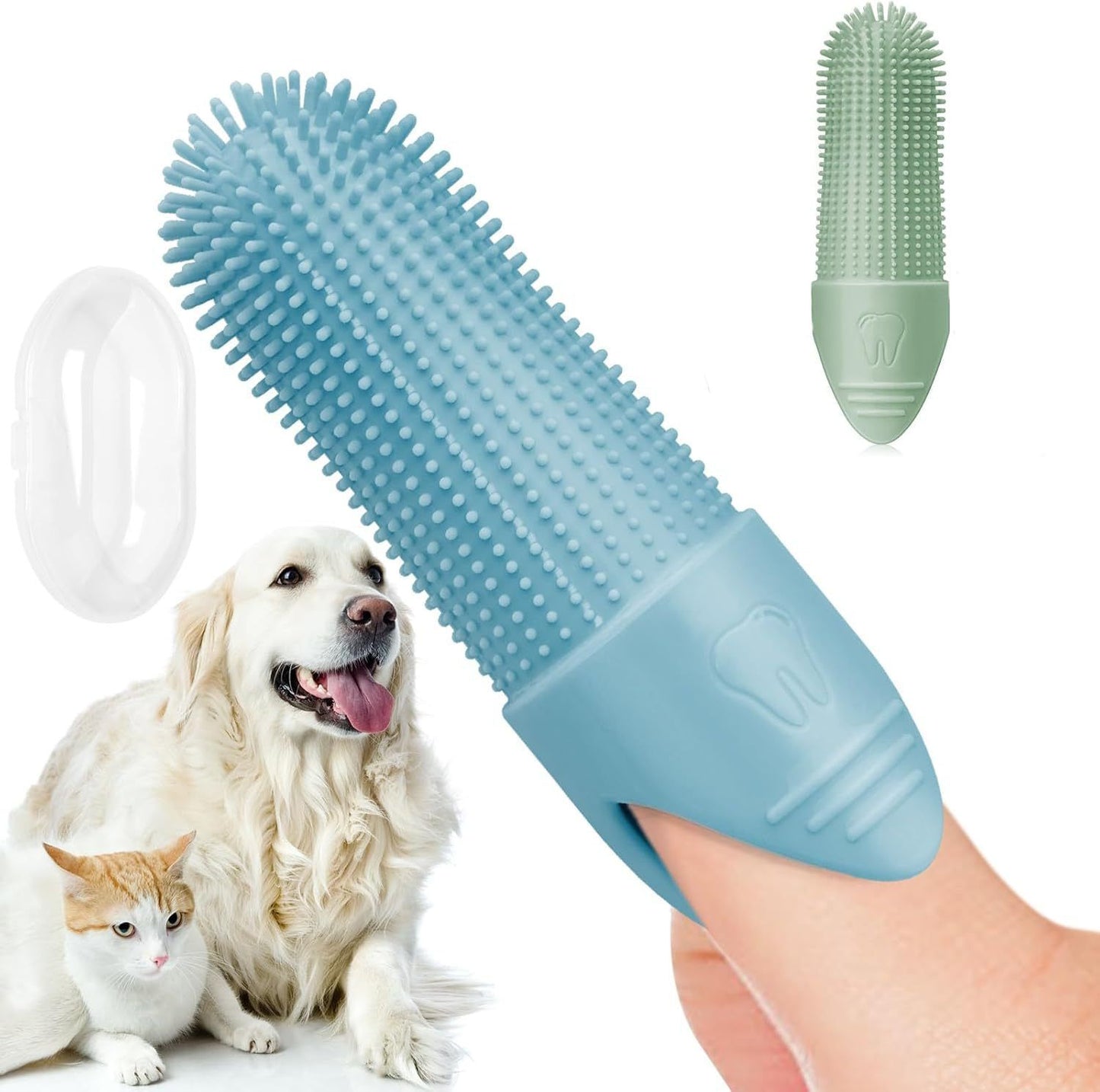 Pet Toothbrush, Finger Brush, Silicone Cat and Dog Toothbrush, Pet Dental Care Fingertips