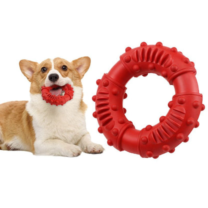 Dog Pet Supplies New Dental Chewing Resistant Rubber Interactive Circle Dog Toy