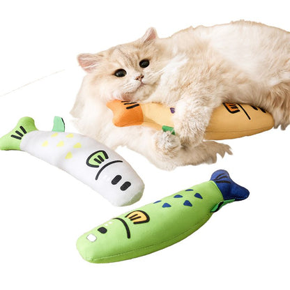 Cat-voiced catnip fish toy for cats, cat-chewing hemp fish self-entertainment pet toy with catnip