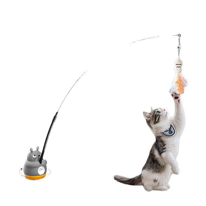 Cat Toy - 360-Degree Rotating Chinchilla Cat Whistle with Steel Fish Head and Bell for Entertaining and Self-Amusement