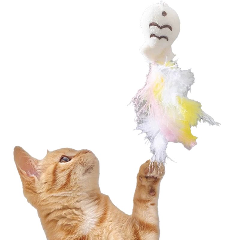 Cat Toy - 360-Degree Rotating Chinchilla Cat Whistle with Steel Fish Head and Bell for Entertaining and Self-Amusement