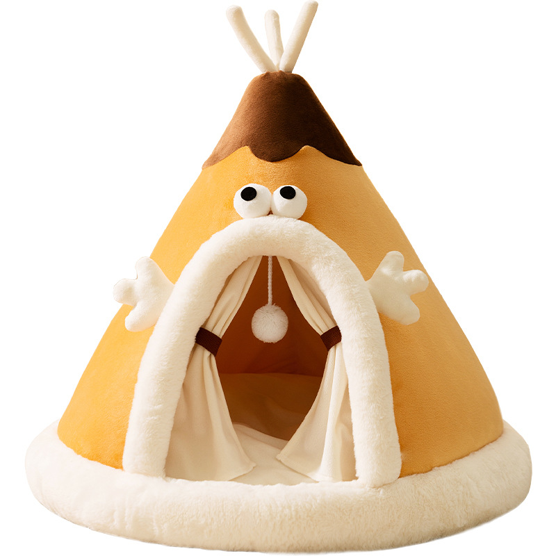 Autumn and winter cat warm thickened tent cat bed dog small dog cute triangle dog bed yurt pet bed