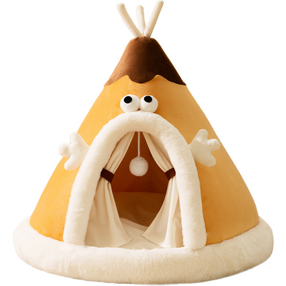 Autumn and winter cat warm thickened tent cat bed dog small dog cute triangle dog bed yurt pet bed