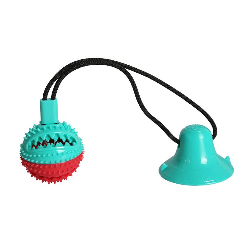 Dog toys that are resistant to chewing and gnawing, a pet entertainment device for relieving boredom, a puppy's self-biting play with suction cups, tug-of-war pulling force, and a food leakage ball.