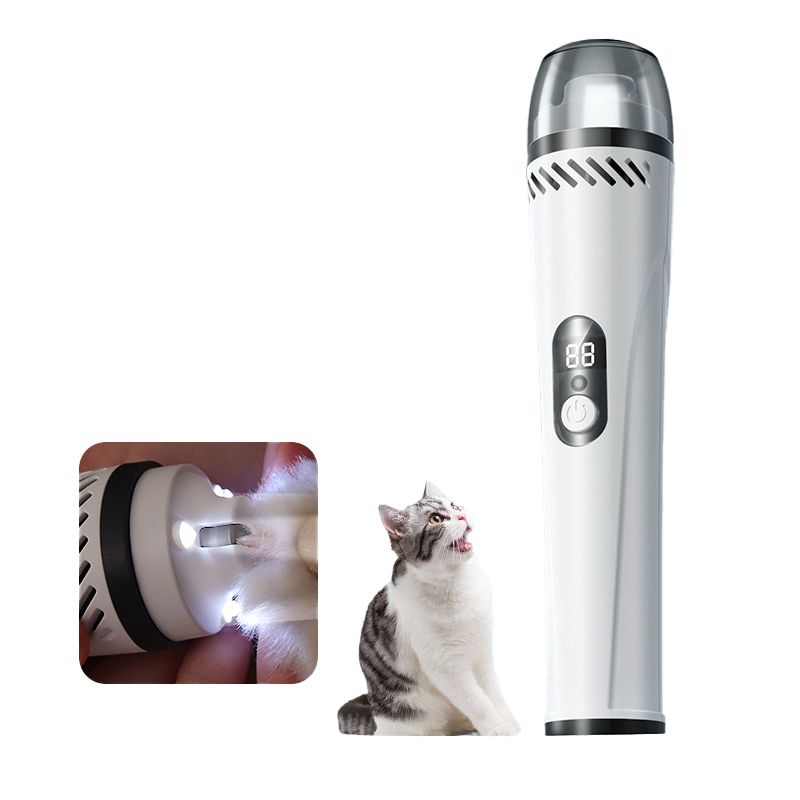Pet Nail Clippers, USB Charging Vacuum Nail Grinder with LED Light and Electric Nail Trimming