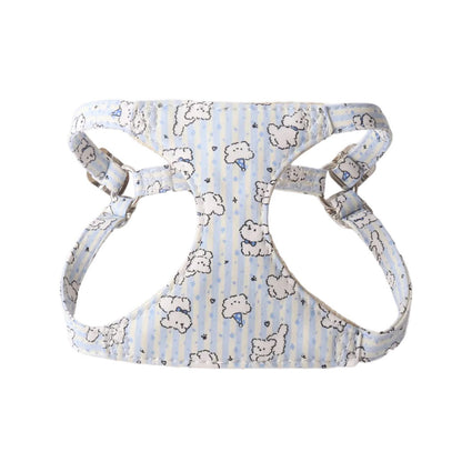 Super cute striped puppy harness set with dual-groove leash