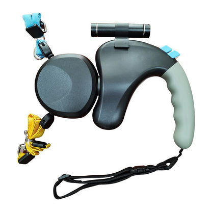 Pet telescopic dual-head leash for dogs, explosion-proof shock absorption, one pull for two lights, dog walking leash traction device