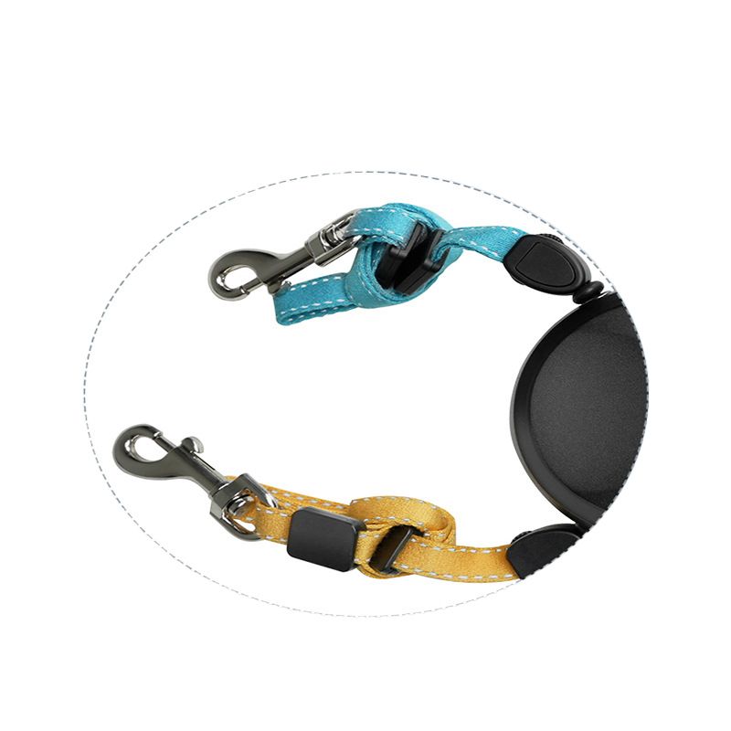 Pet telescopic dual-head leash for dogs, explosion-proof shock absorption, one pull for two lights, dog walking leash traction device