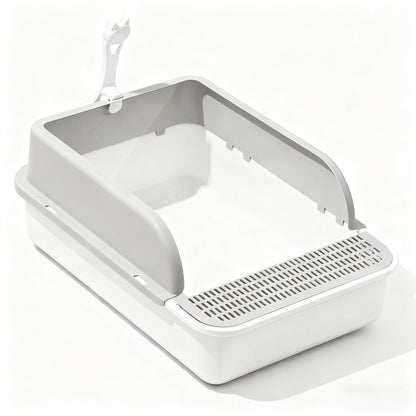 4-piece cat litter box set, large semi-enclosed cat litter box, snap-on detachable, high-edge anti-splash cat toilet.