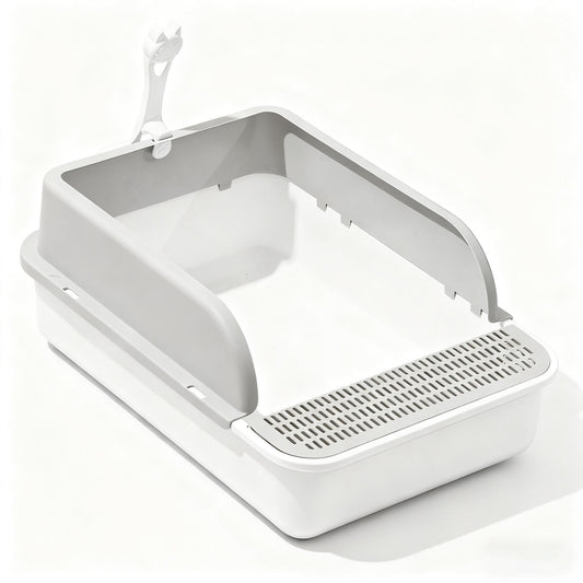 4-piece cat litter box set, large semi-enclosed cat litter box, snap-on detachable, high-edge anti-splash cat toilet.