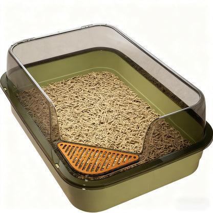 Extra Large Semi-Enclosed Cat Litter Box, Large Size Anti-Takeout Open Cat Litter Box, Pet Supplies, Cat Toilet