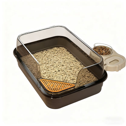 Extra Large Semi-Enclosed Cat Litter Box, Large Size Anti-Takeout Open Cat Litter Box, Pet Supplies, Cat Toilet